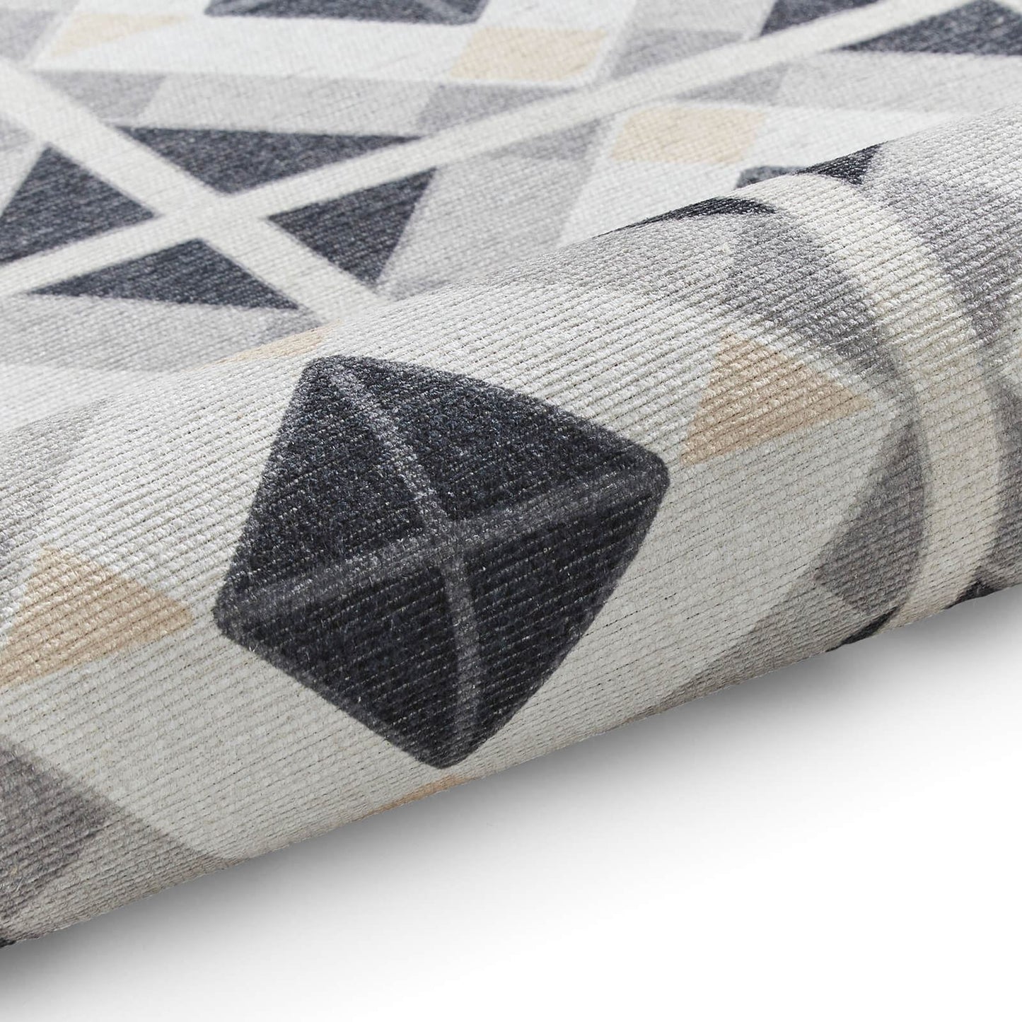 Victoria H1190 Grey/Beige Washable Rug - 75 x 230cm Hall Runner