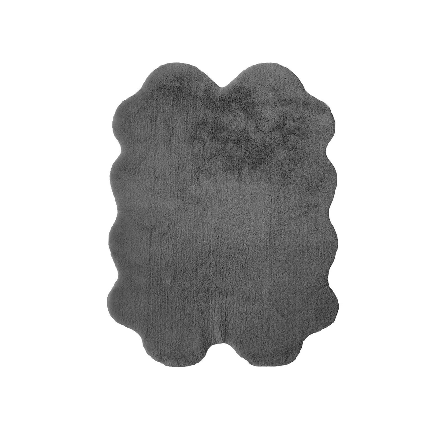 Luxury Faux Fur Grey Plain Rug