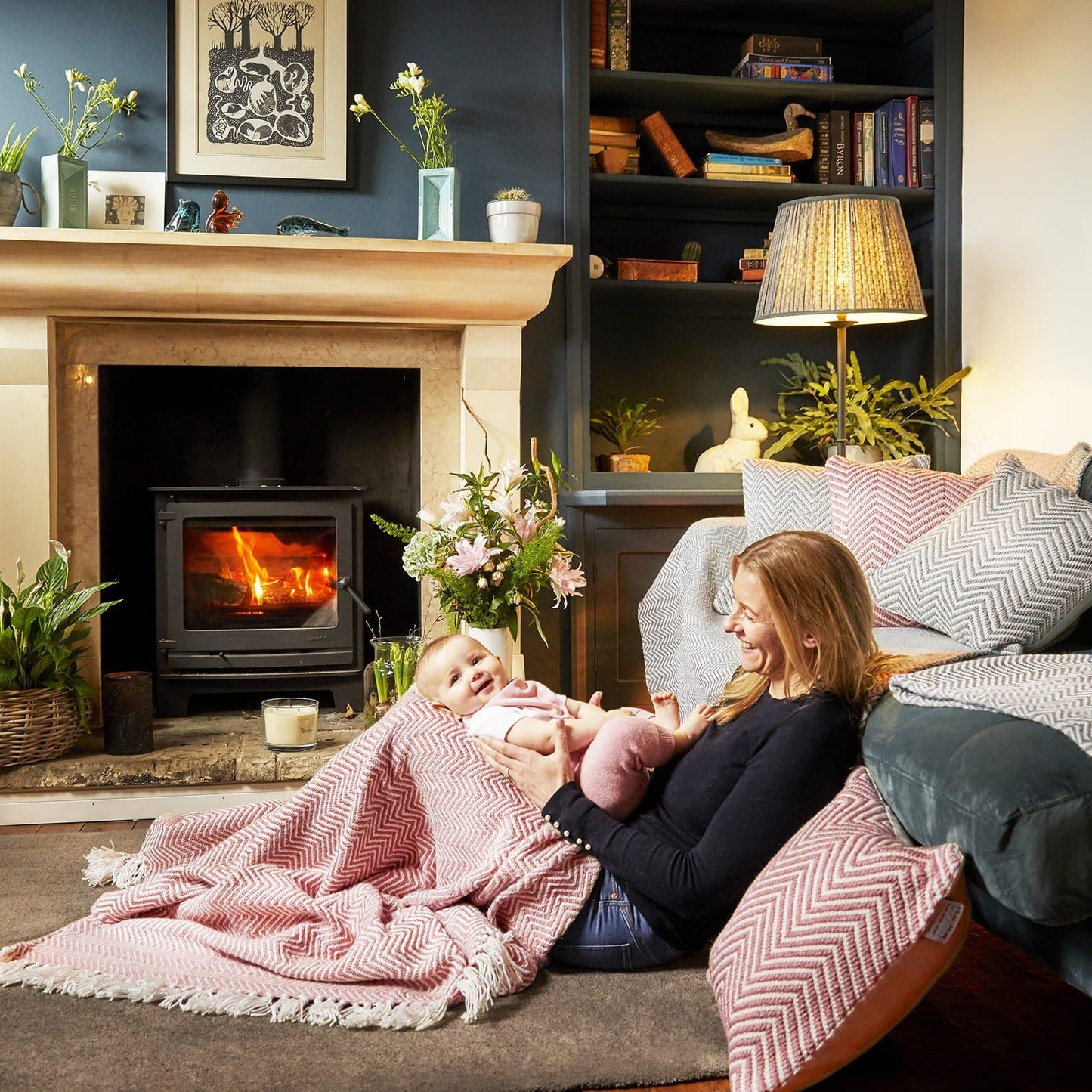 Hug Rug Woven Herringbone Throw Coral Pink 130X180 Rug