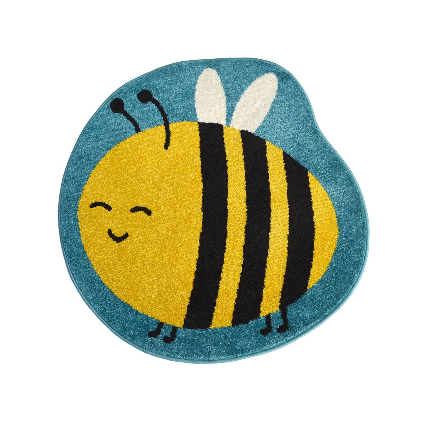 Colour Pop Bee Blue Kids Rug - 100 X 100cm (3ft 2" x 3ft 2")