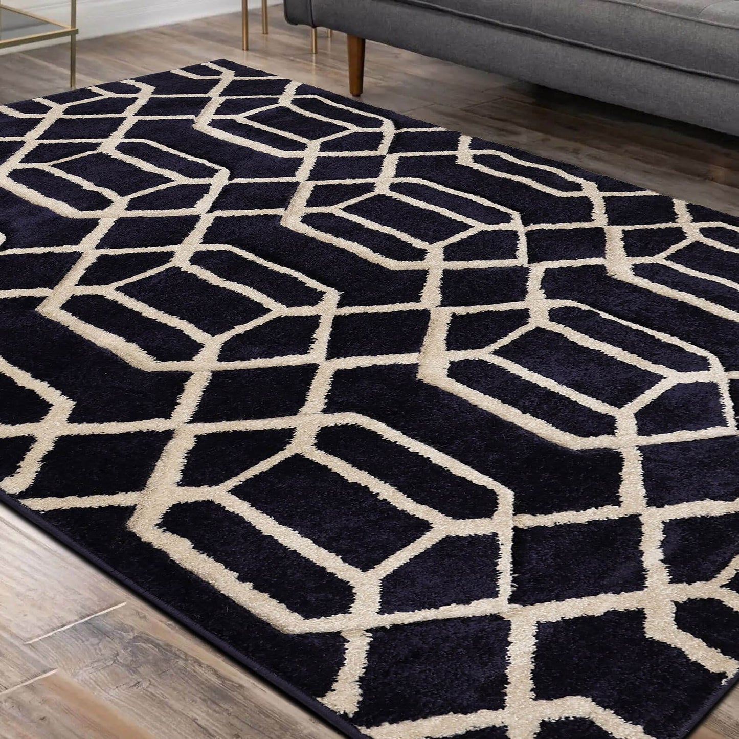 Newport Navy Lattice Rug