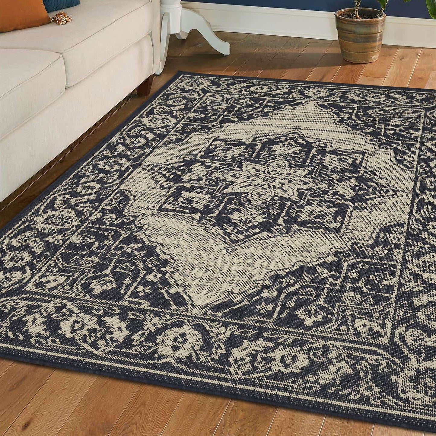 Flatweave Gel Medallion Navy Rug