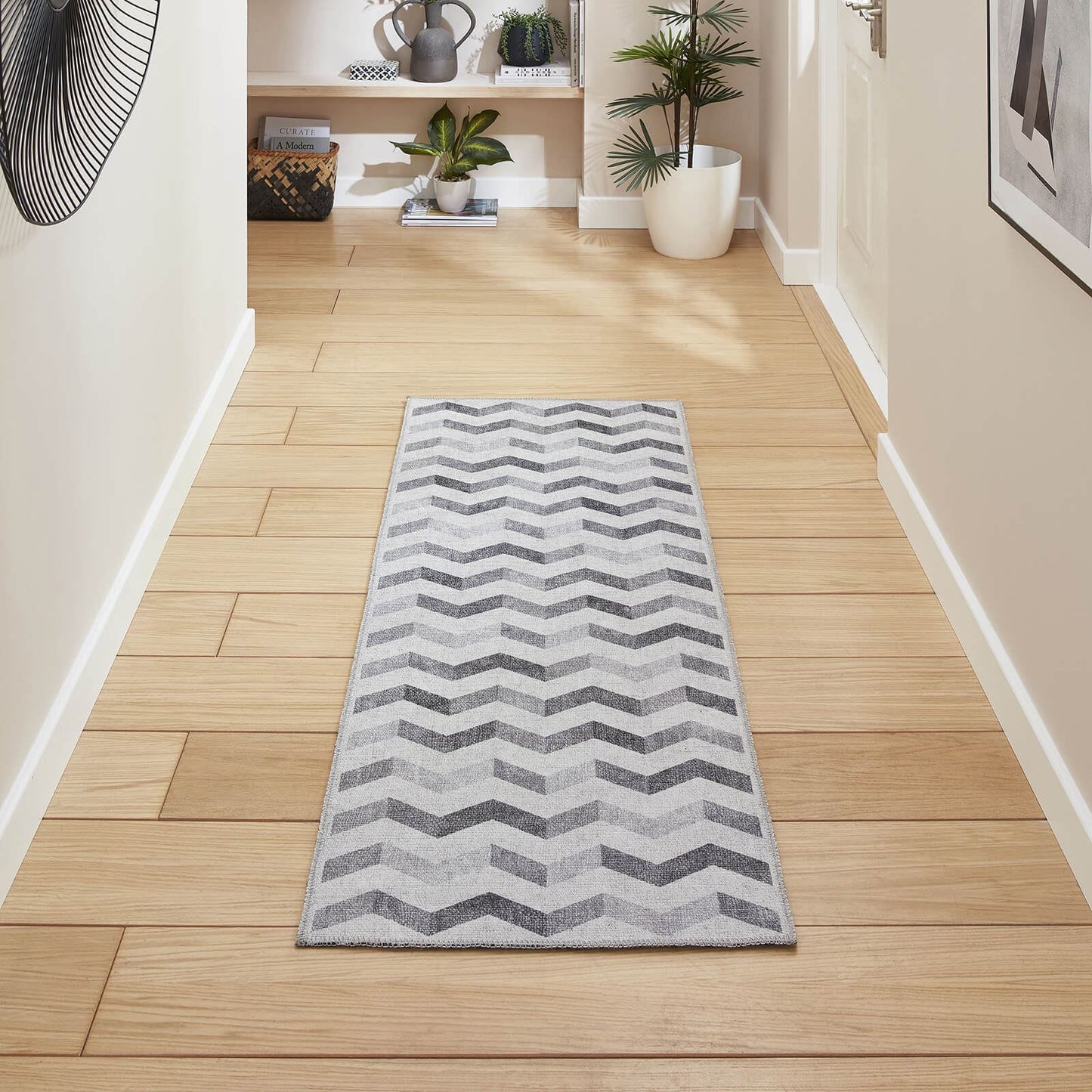 Coral H1059 Grey Modern Washable Rug