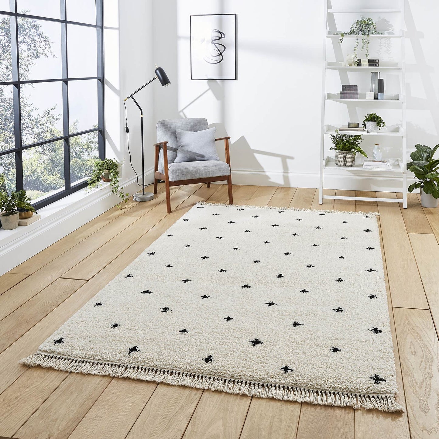 Boho A475 White/Black Modern Rug