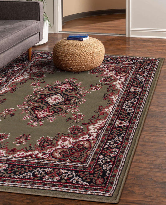 Lancashire Traditional Oriental Classic Rug Floor Mat Hallway Green 70x200cm (2'4''x6'7'') Runner