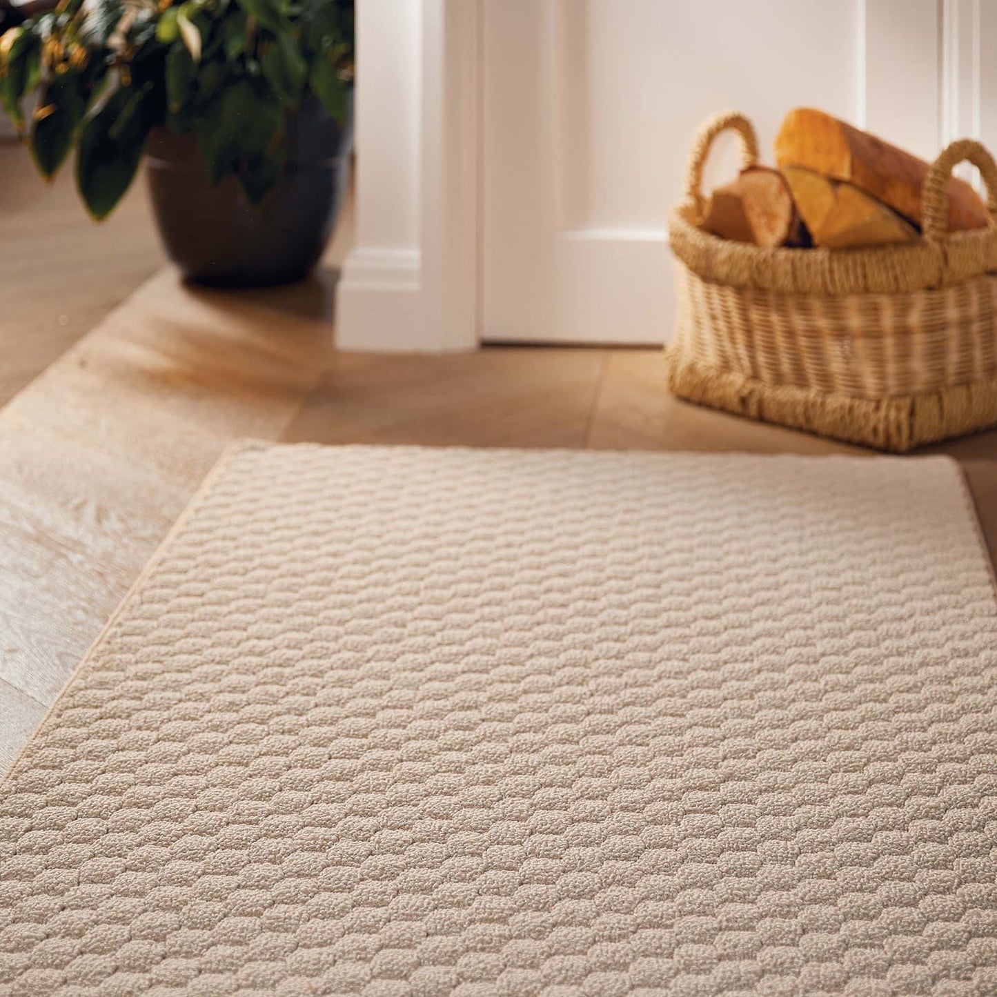 My Mat Sculptured Washable Honeycomb Ivory Rug
