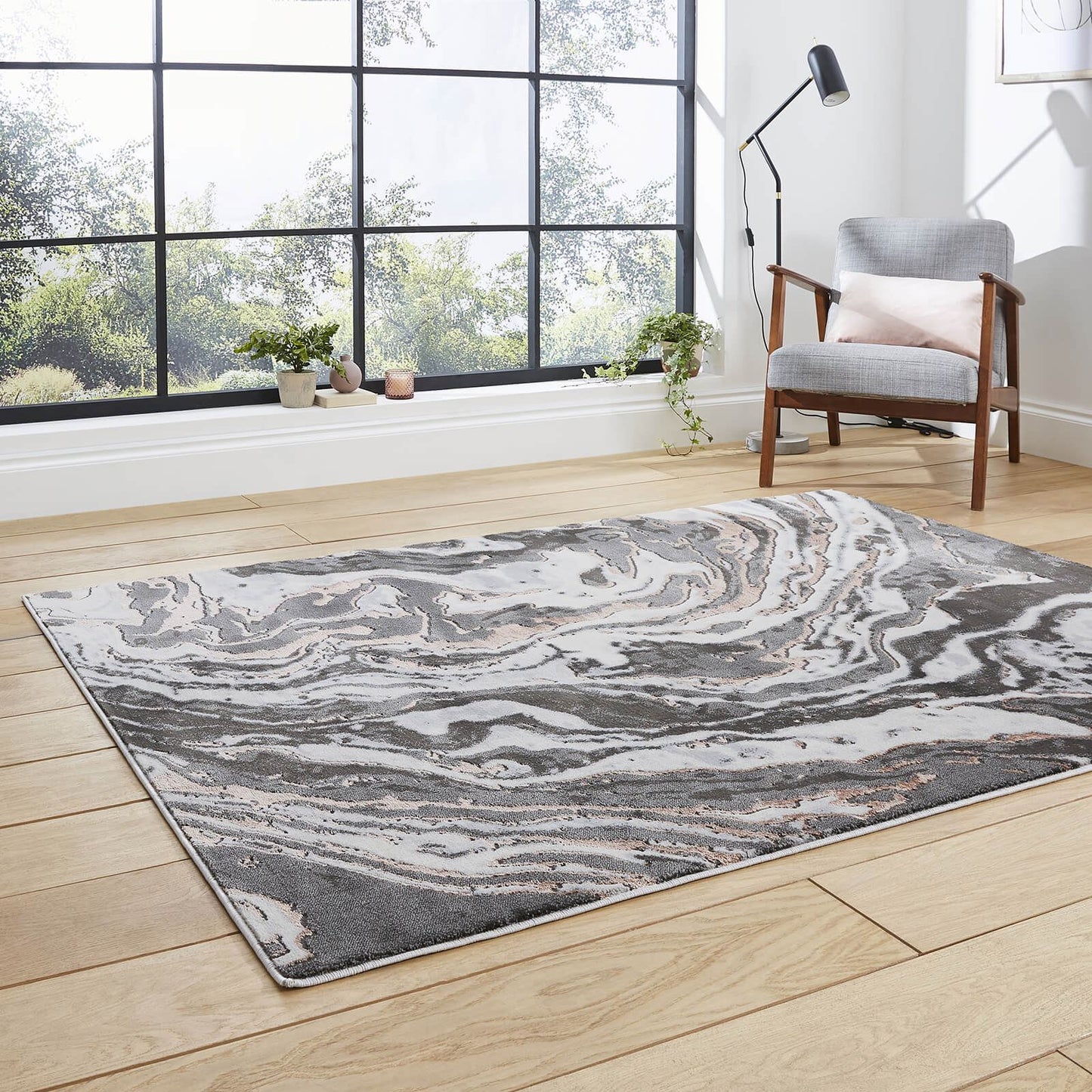 Apollo GR584 Grey/Rose Modern Rug