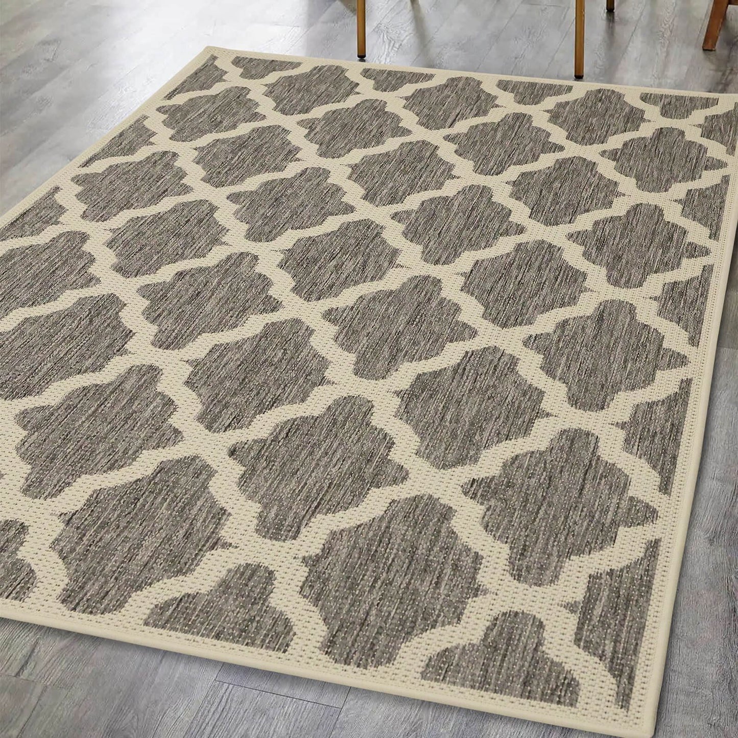 Flatweave Gel Trellis Steel Grey Rug