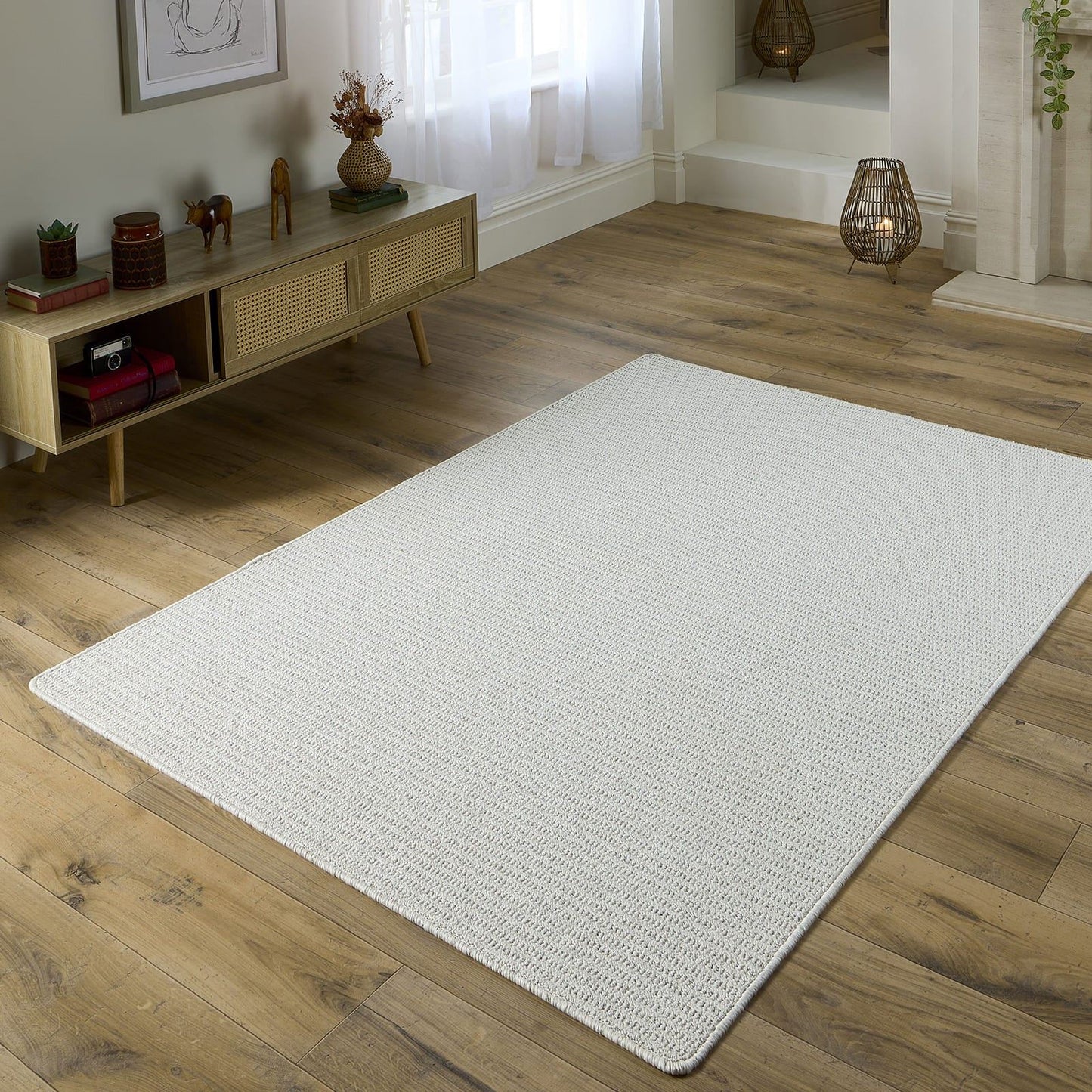 My Mat Sculptured Washable Waffle Texture Ivory Rug