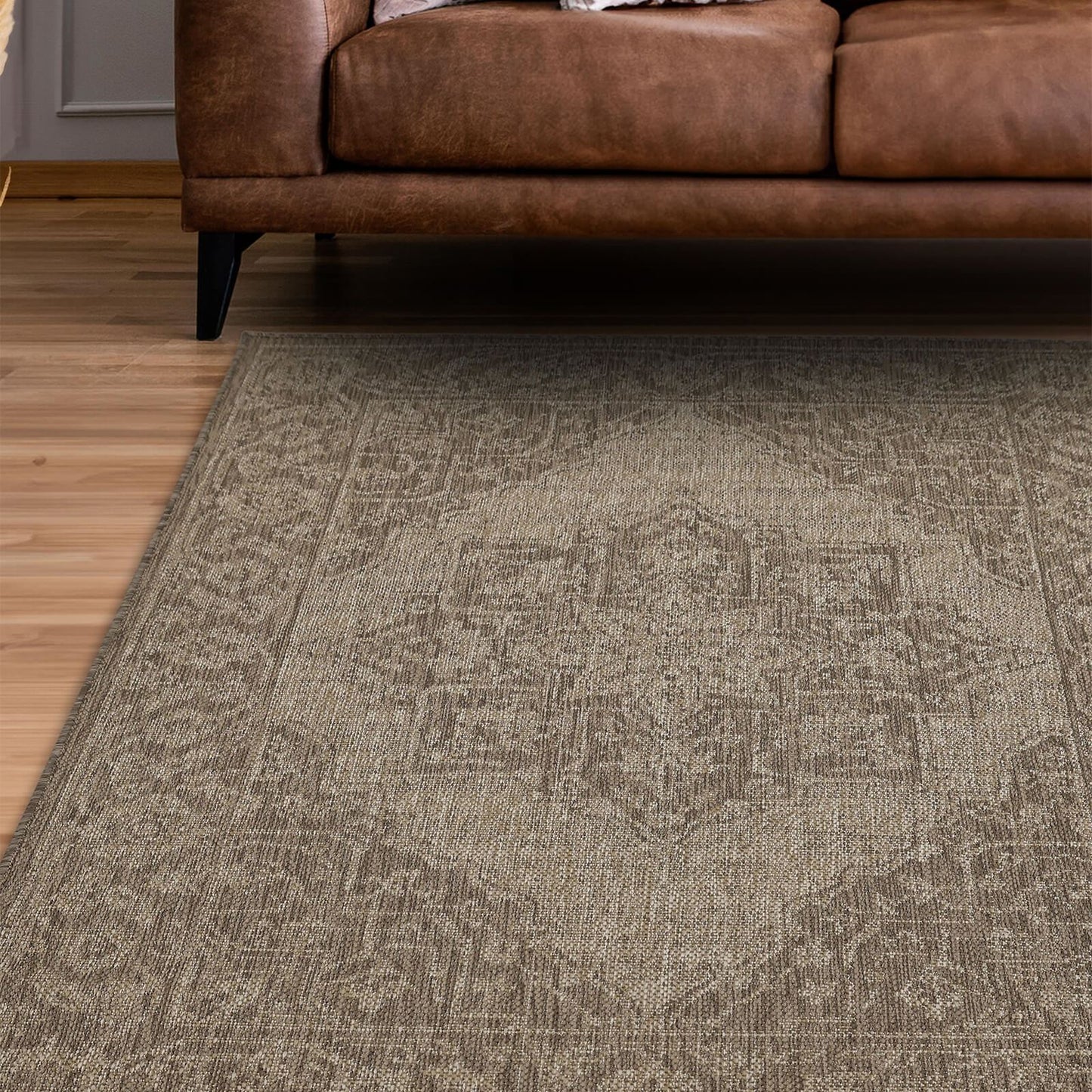 Flatweave Gel Medallion Latte Rug