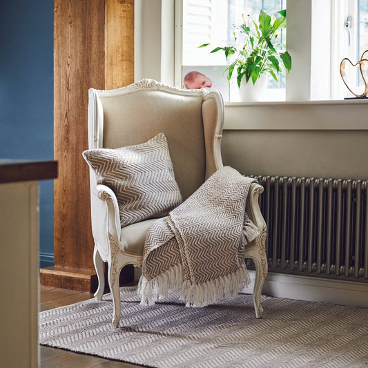 Hug Rug Woven Herringbone Cushion Natural 45X45 Rug