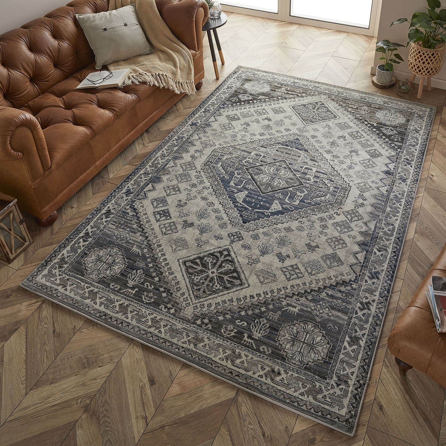 Kendra 2603 H Traditional Grey Rug - 150 X 150cm (Circle) (5ft 0" x 5ft 0")