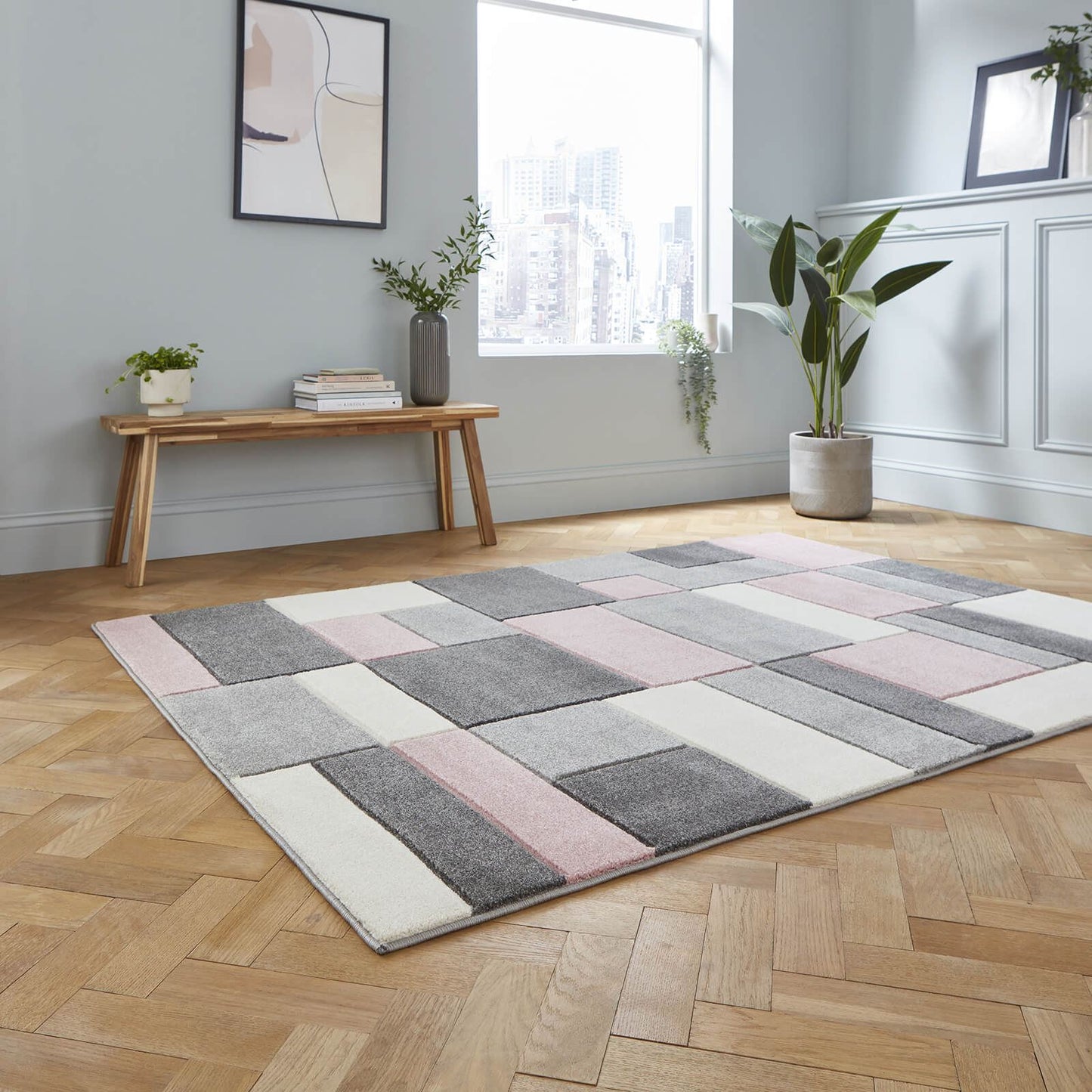 Matrix MT61 Grey/Rose Modern Rug