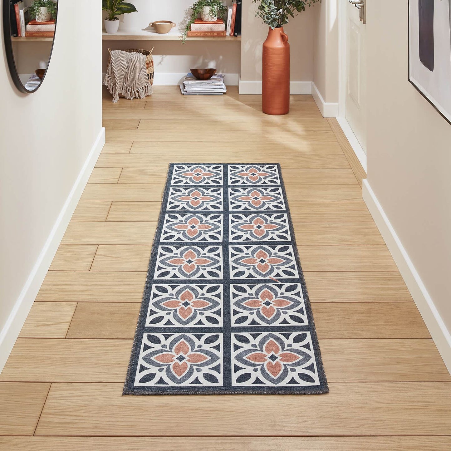 Victoria H1191 Grey  Washable Rug - 75 x 230cm Hall Runner