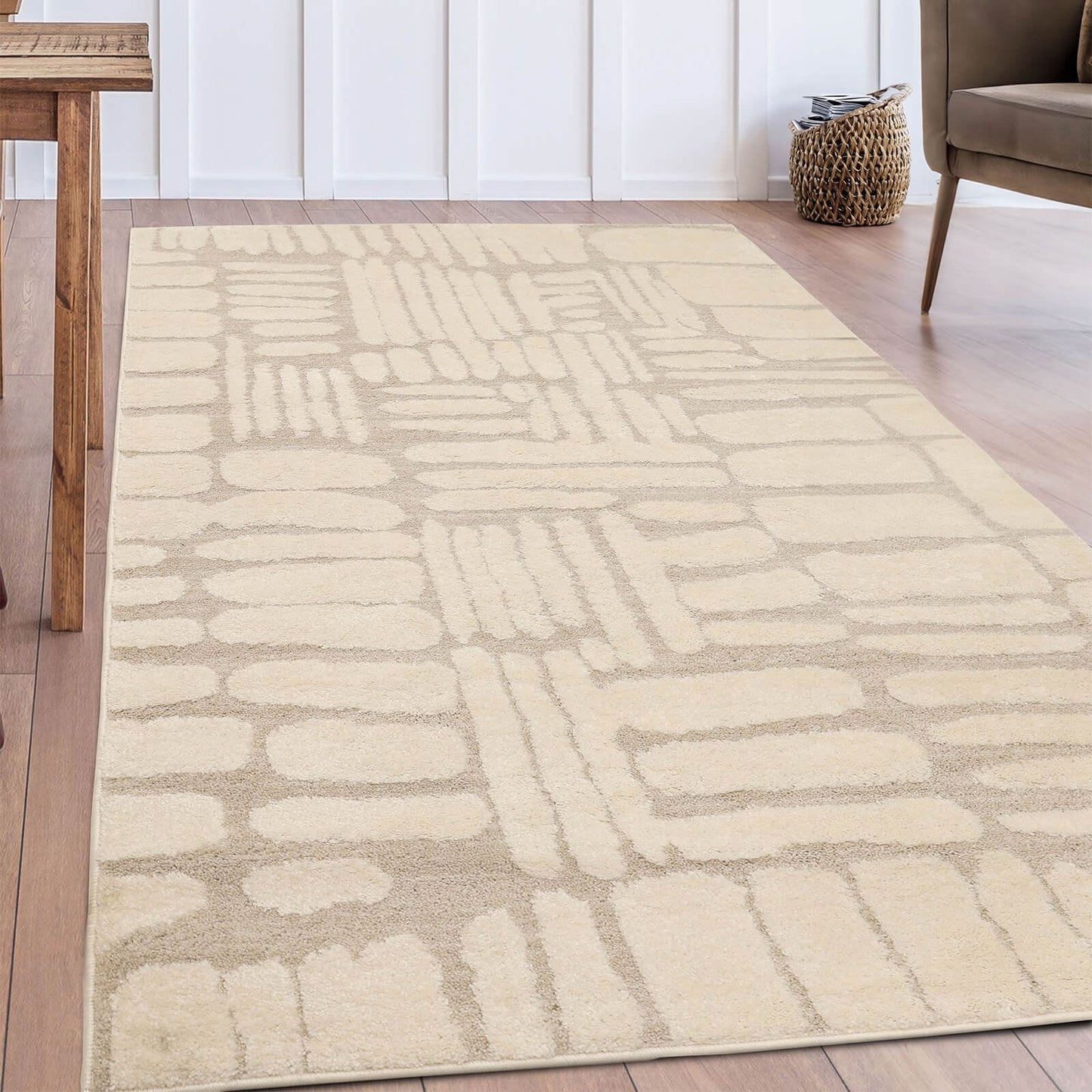 Ava Pave Cream Semi Plain Rug