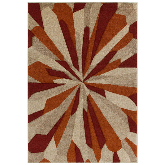 Portland 3337 E Terra/Red/Beige Abstract Rugs