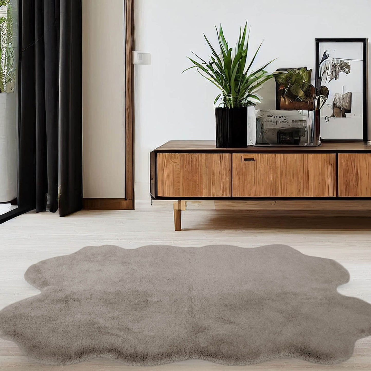 Luxury Faux Fur Natural Plain Rug