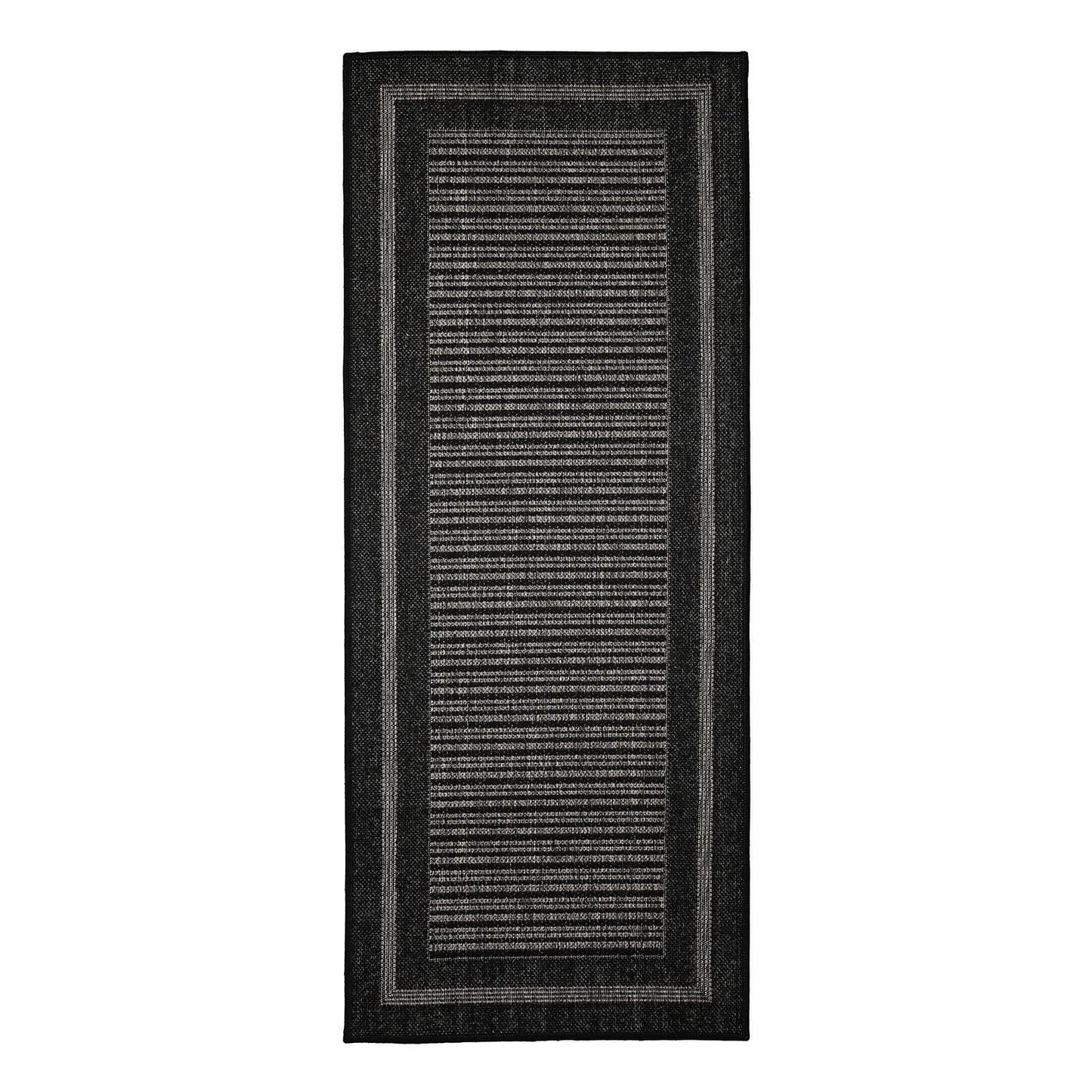 Flatweave Gel Border Black Rug