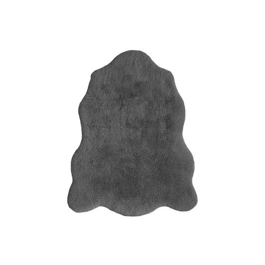 Luxury Faux Fur Grey Plain Rug