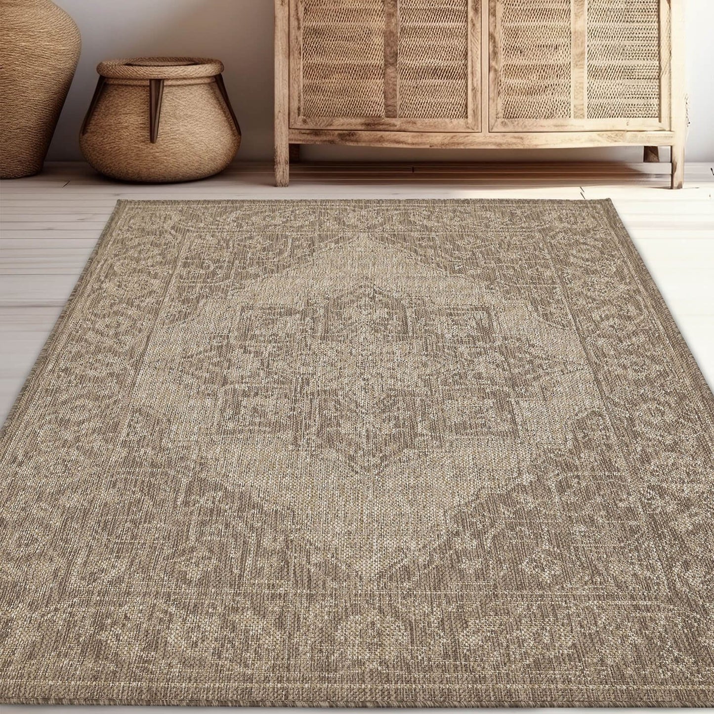 Flatweave Gel Medallion Latte Rug