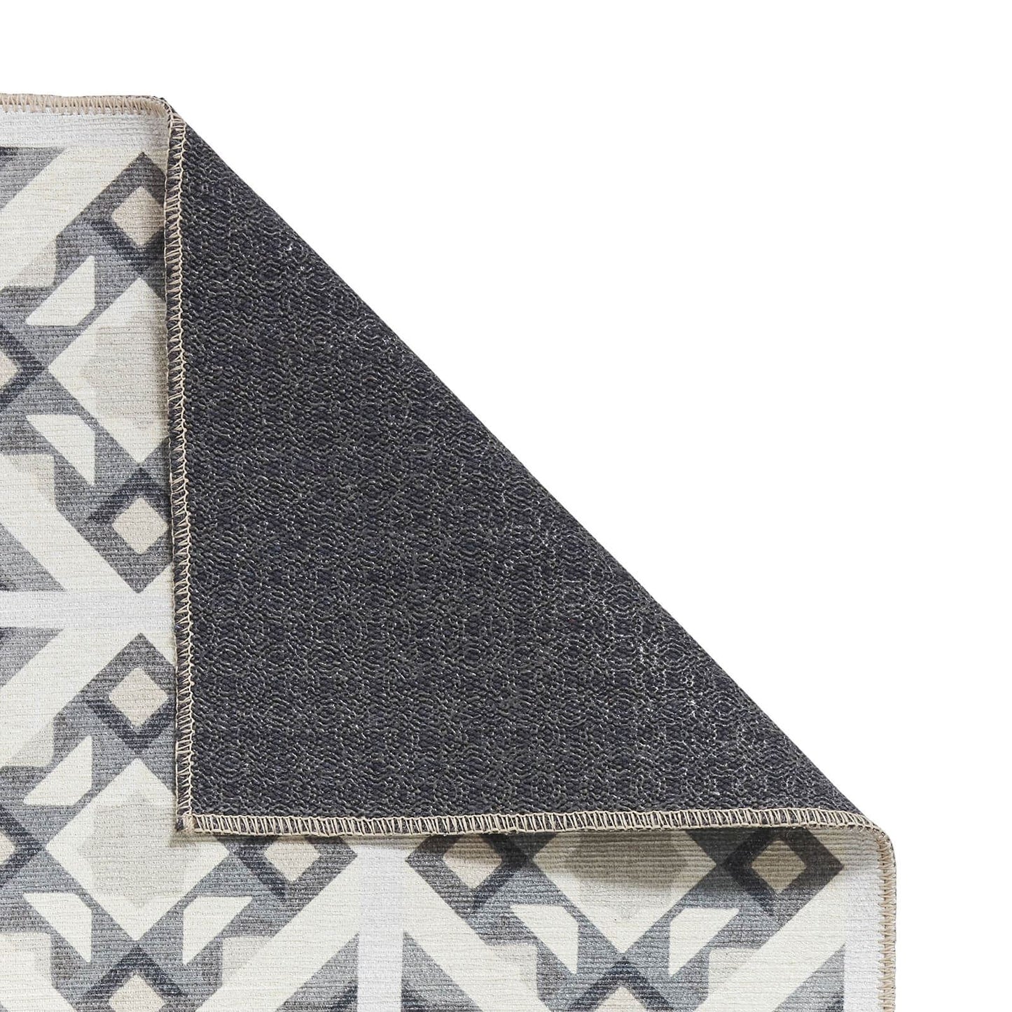 Victoria H1187 Grey/Beige Washable Rug - 75 x 230cm Hall Runner