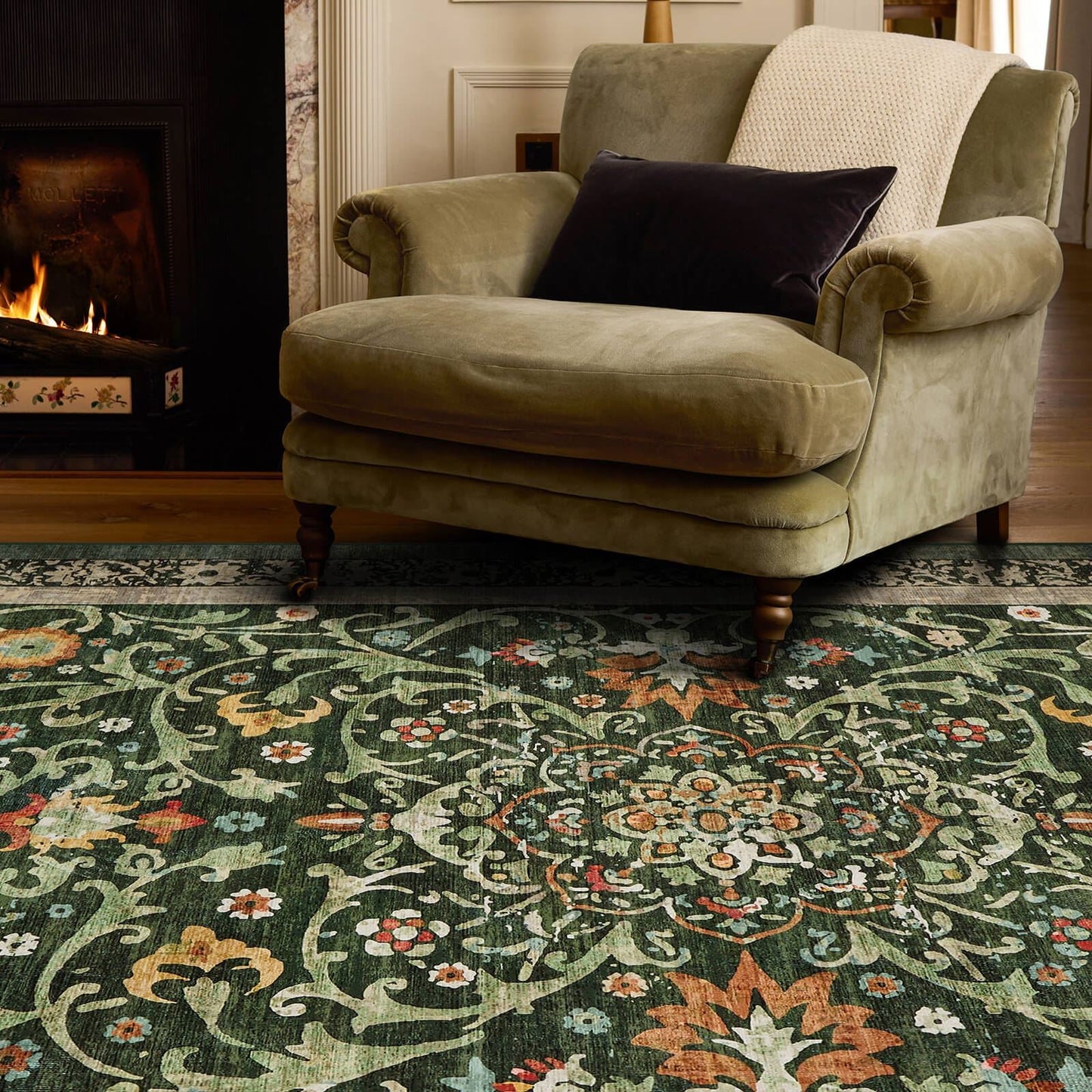 Hug Rug Eco-Washable Country Paisley Green