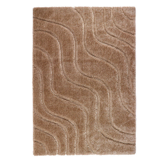 Soft Carved Wave Beige Cream Modern Rugs