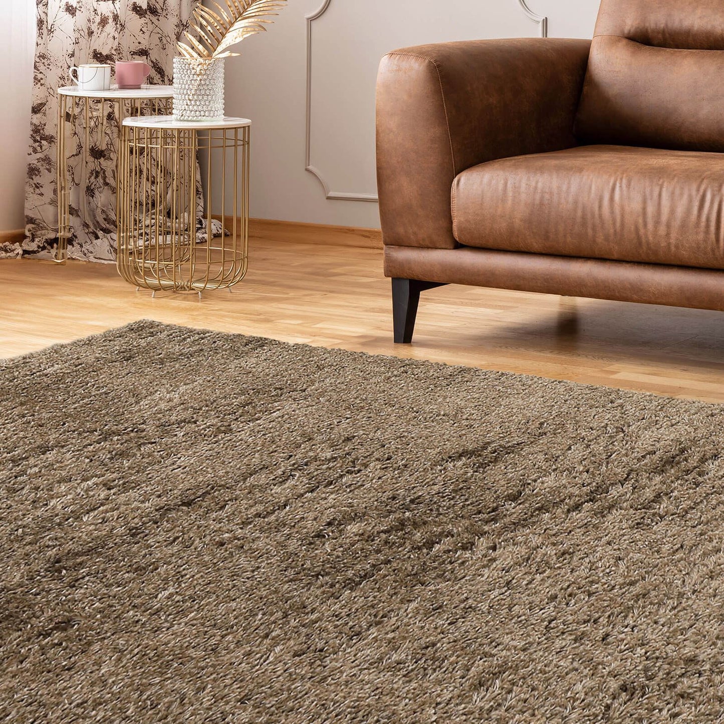 Lagom Brown Plain Rug