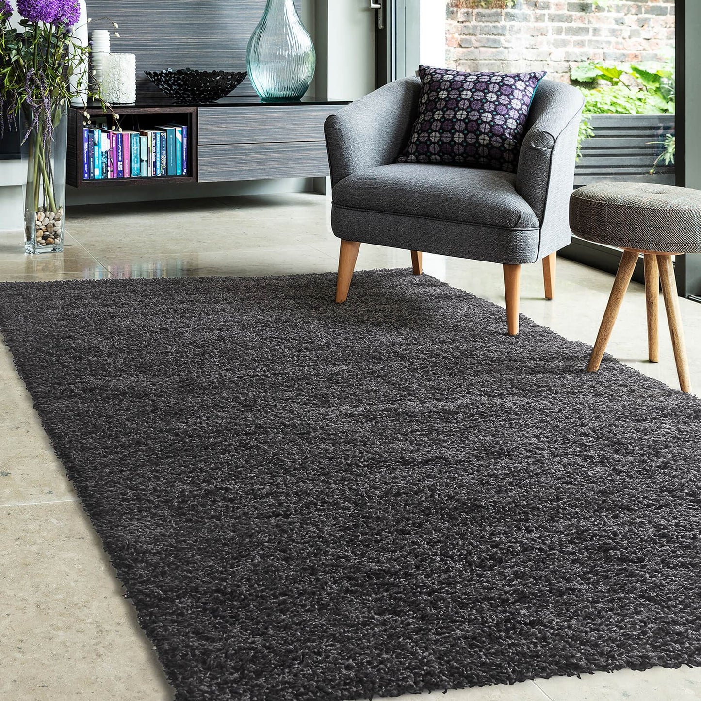 Jazz Shaggy Anthracite Plain Rug