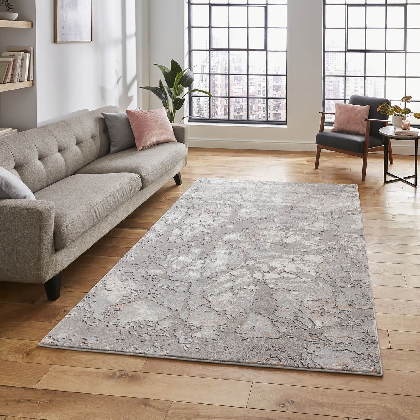 Apollo 2677 Grey/Rose Modern Rug