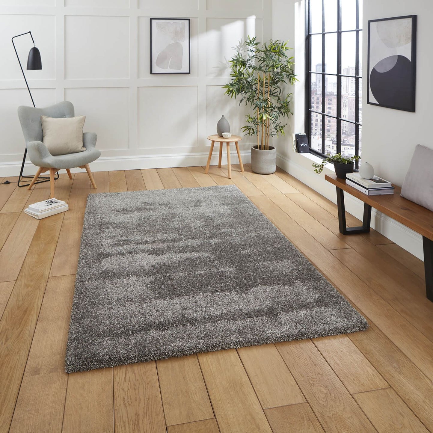 Deluxe Grey Shaggy Rug