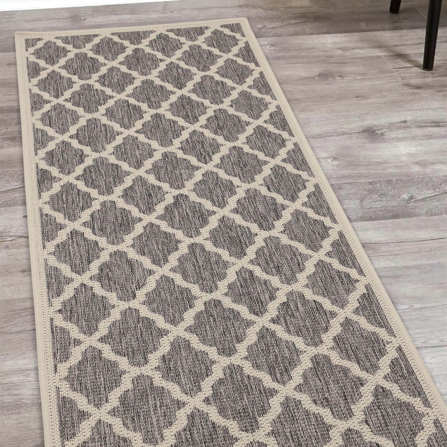 Flatweave Gel Trellis Steel Grey Rug