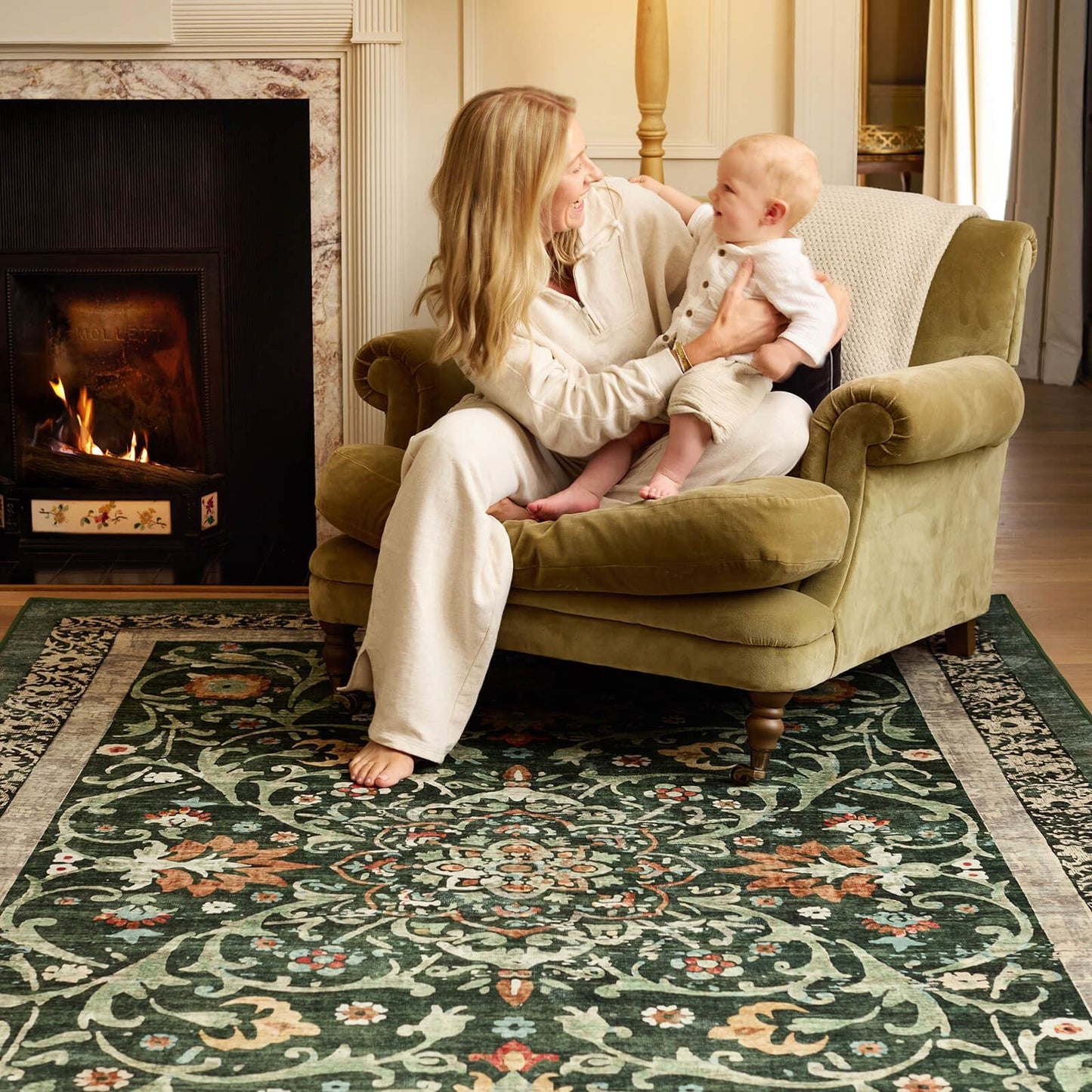 Hug Rug Eco-Washable Country Paisley Green