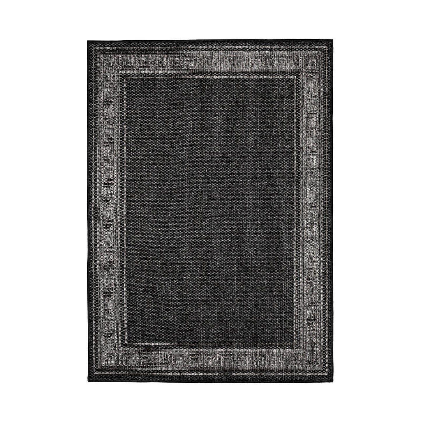 Flatweave Gel Greek Key New Black Rug
