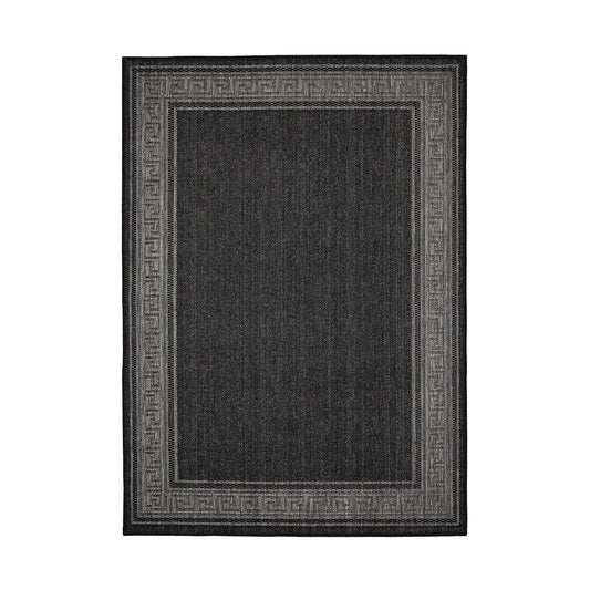 Flatweave Gel Greek Key New Black Rug