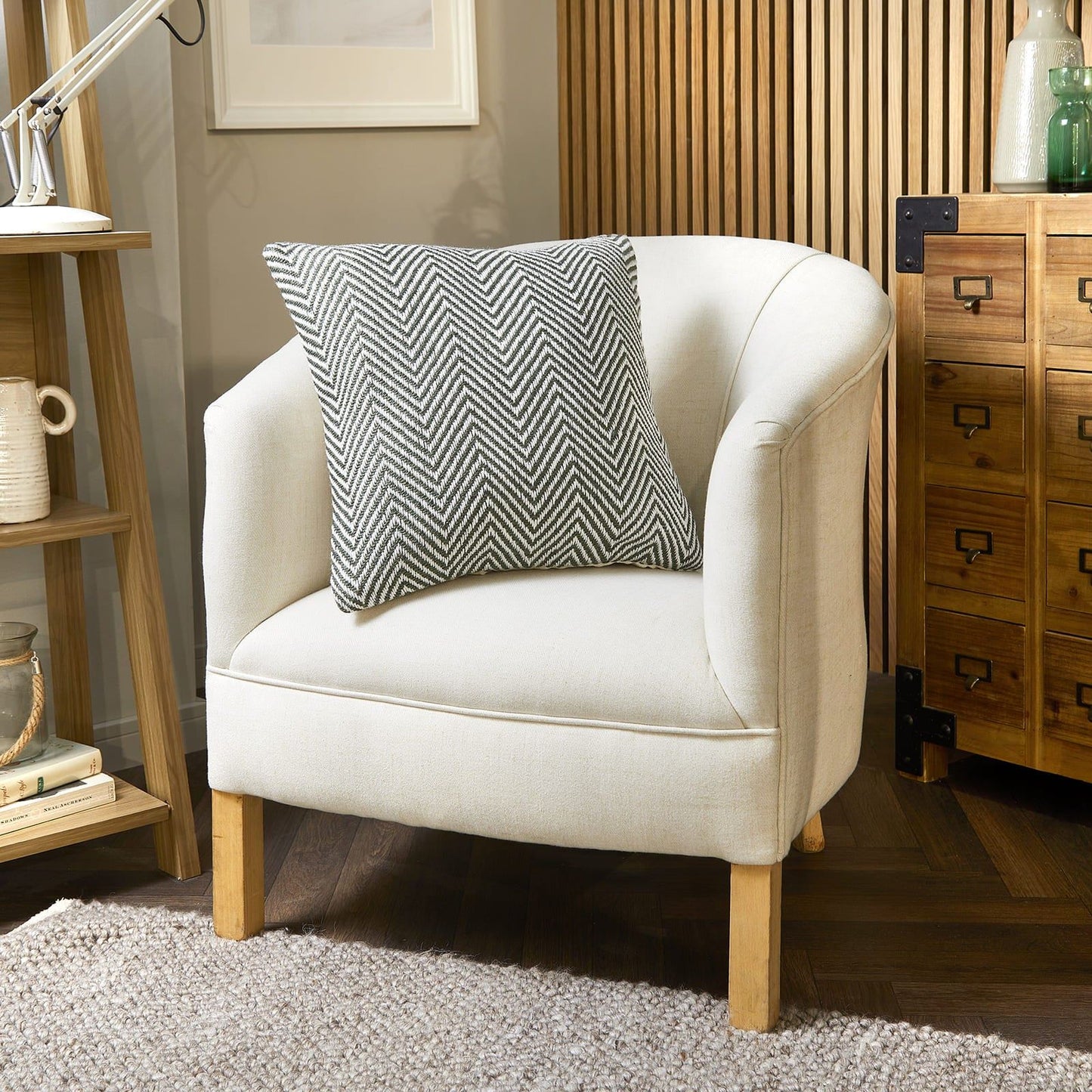 Hug Rug Woven Herringbone Cushion Dark Green 45X45 Rug