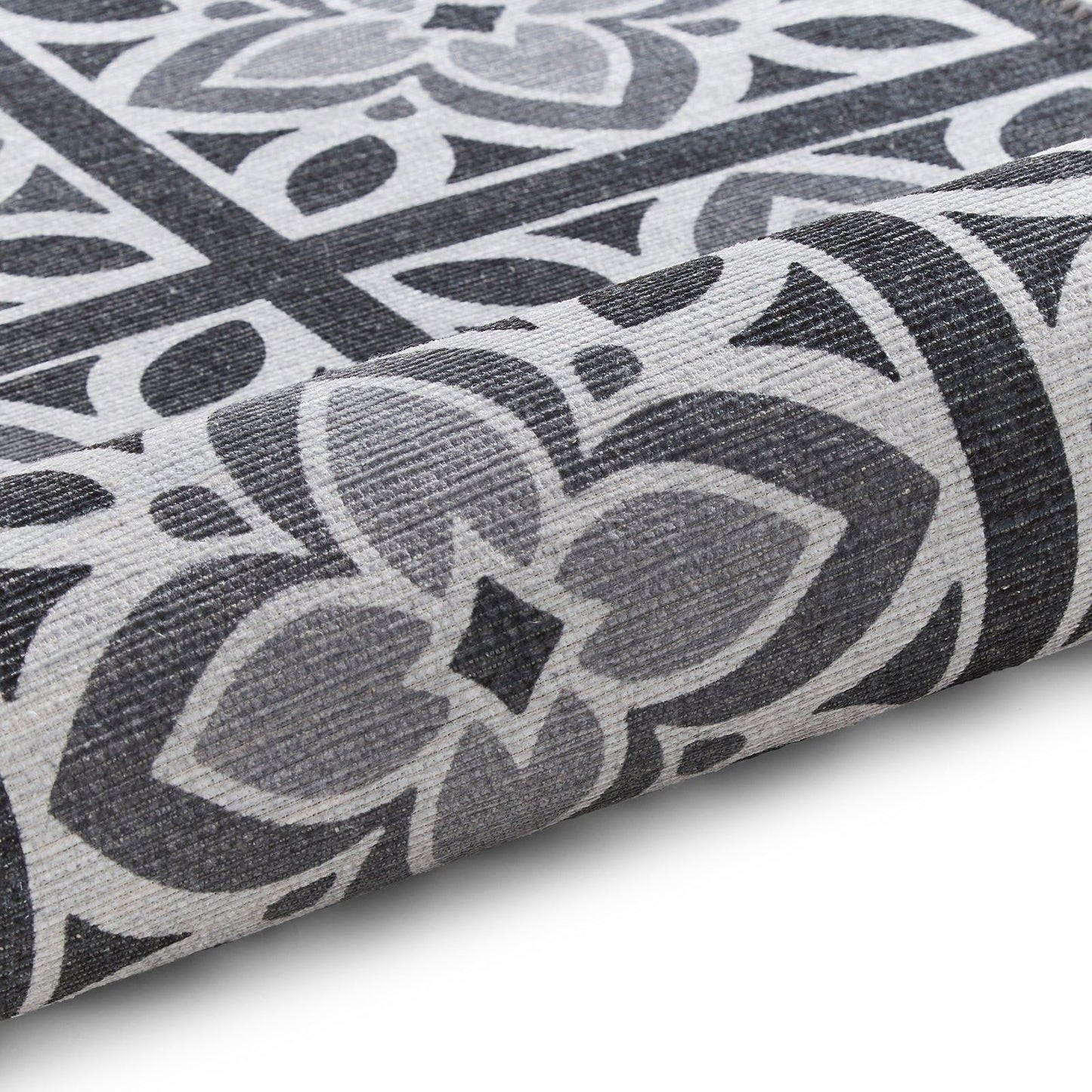 Victoria H1191 Grey/Yellow Washable Rug - 75 x 230cm Hall Runner