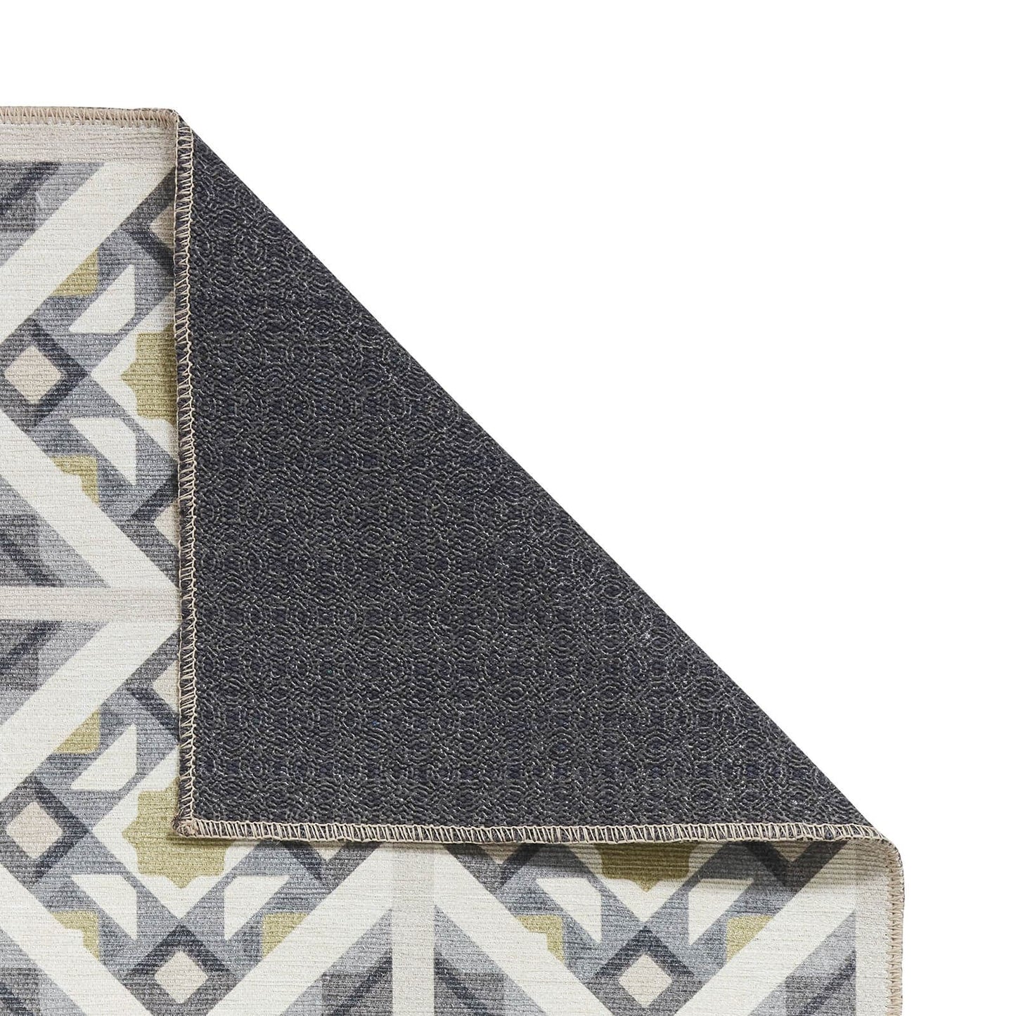 Victoria H1187 Grey/Yellow Washable Rug - 75 x 230cm Hall Runner