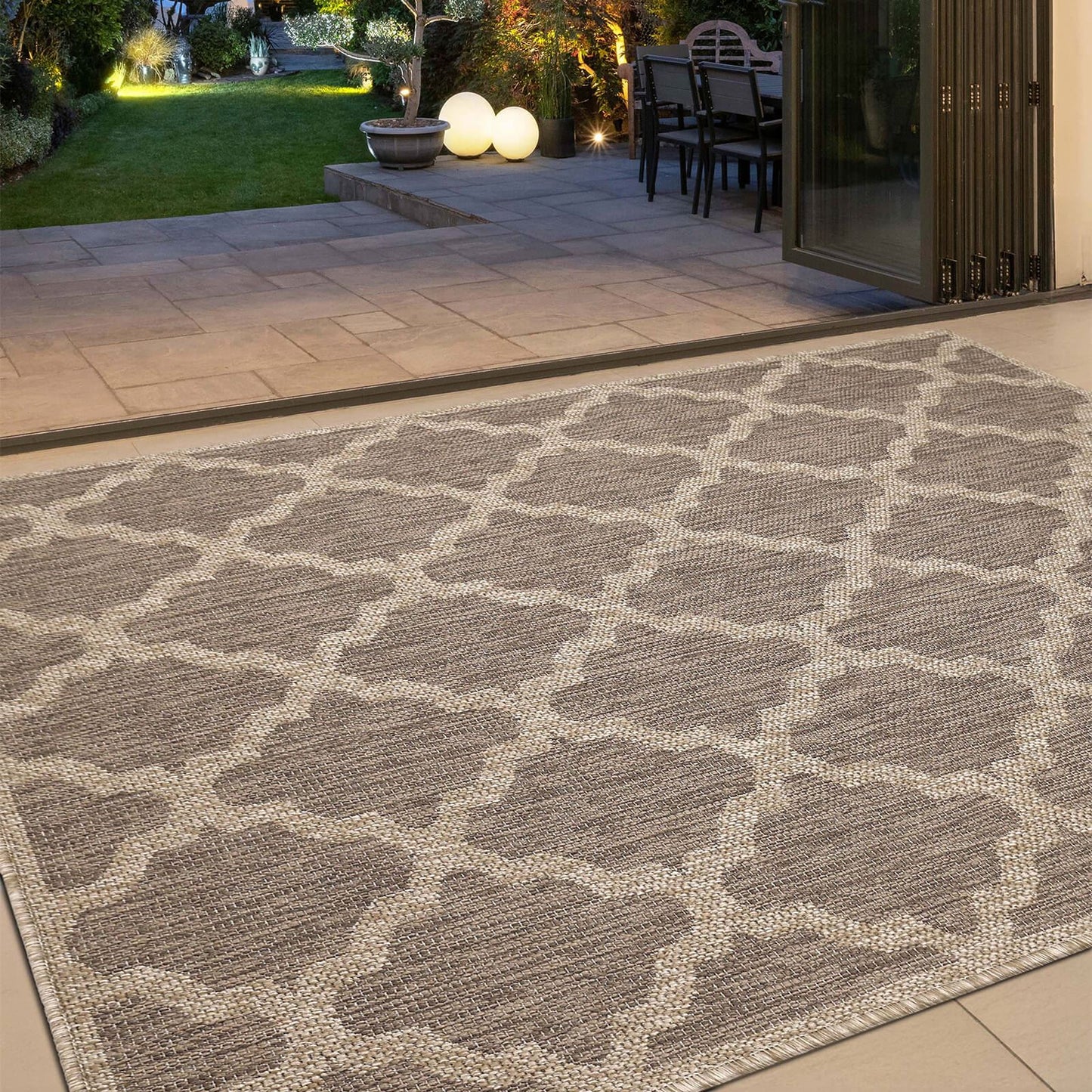 Flatweave Gel Trellis Latte Rug