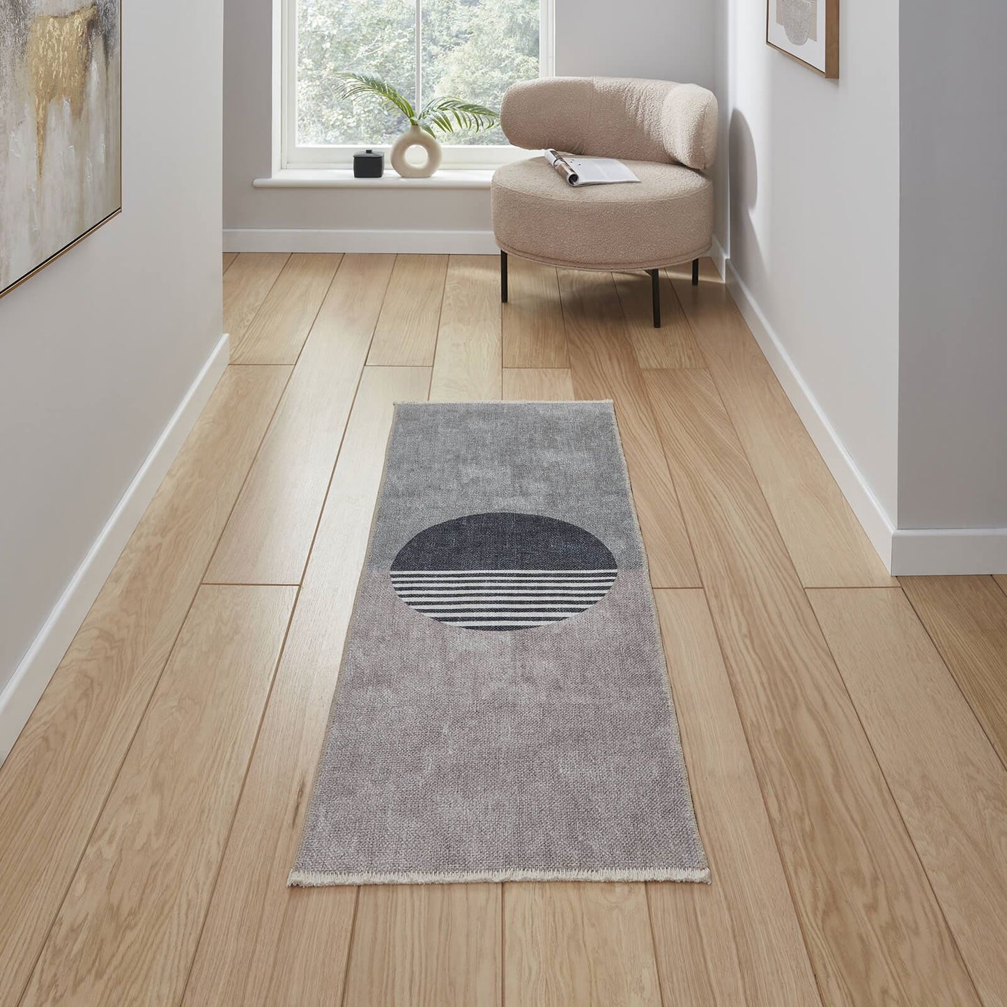Whisper H1067 Beige/Green Modern Washable Rug