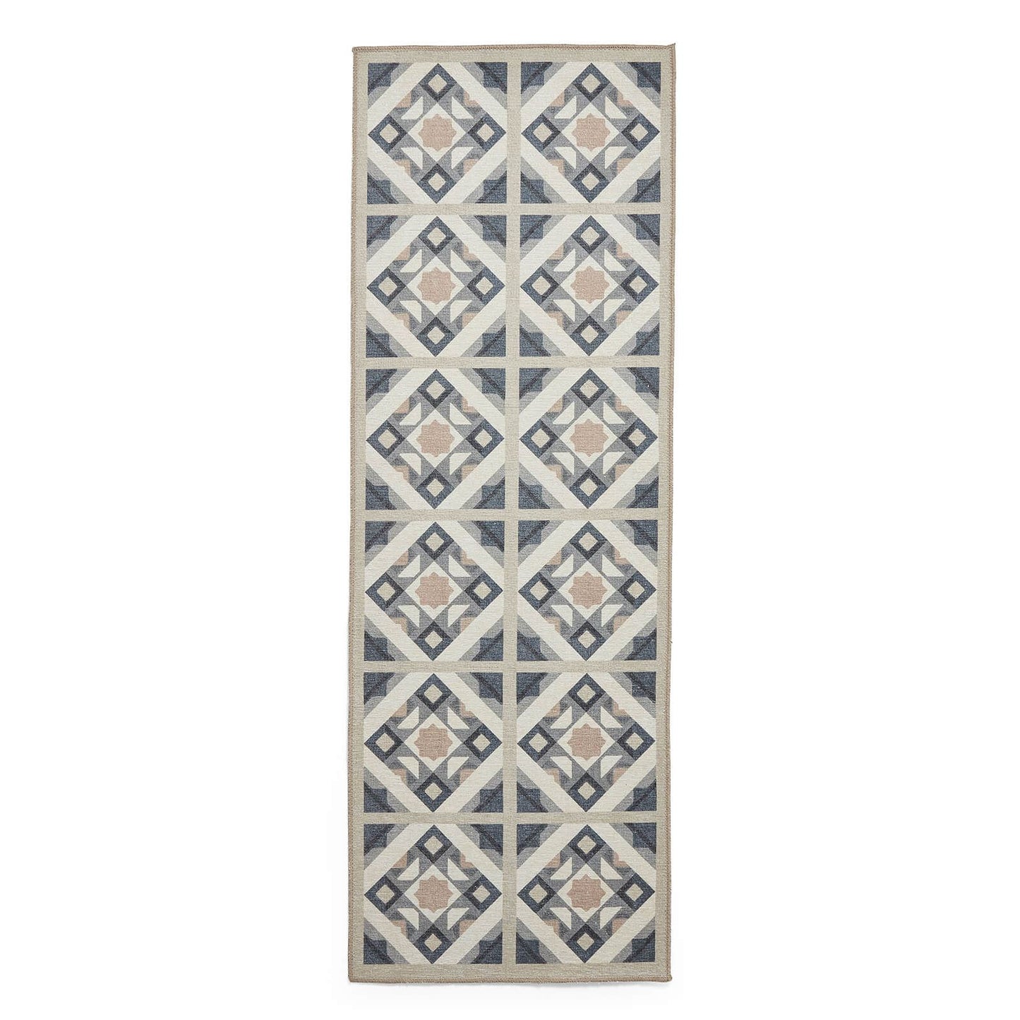 Victoria H1187 Grey/Orange Washable Rug - 75 x 230cm Hall Runner