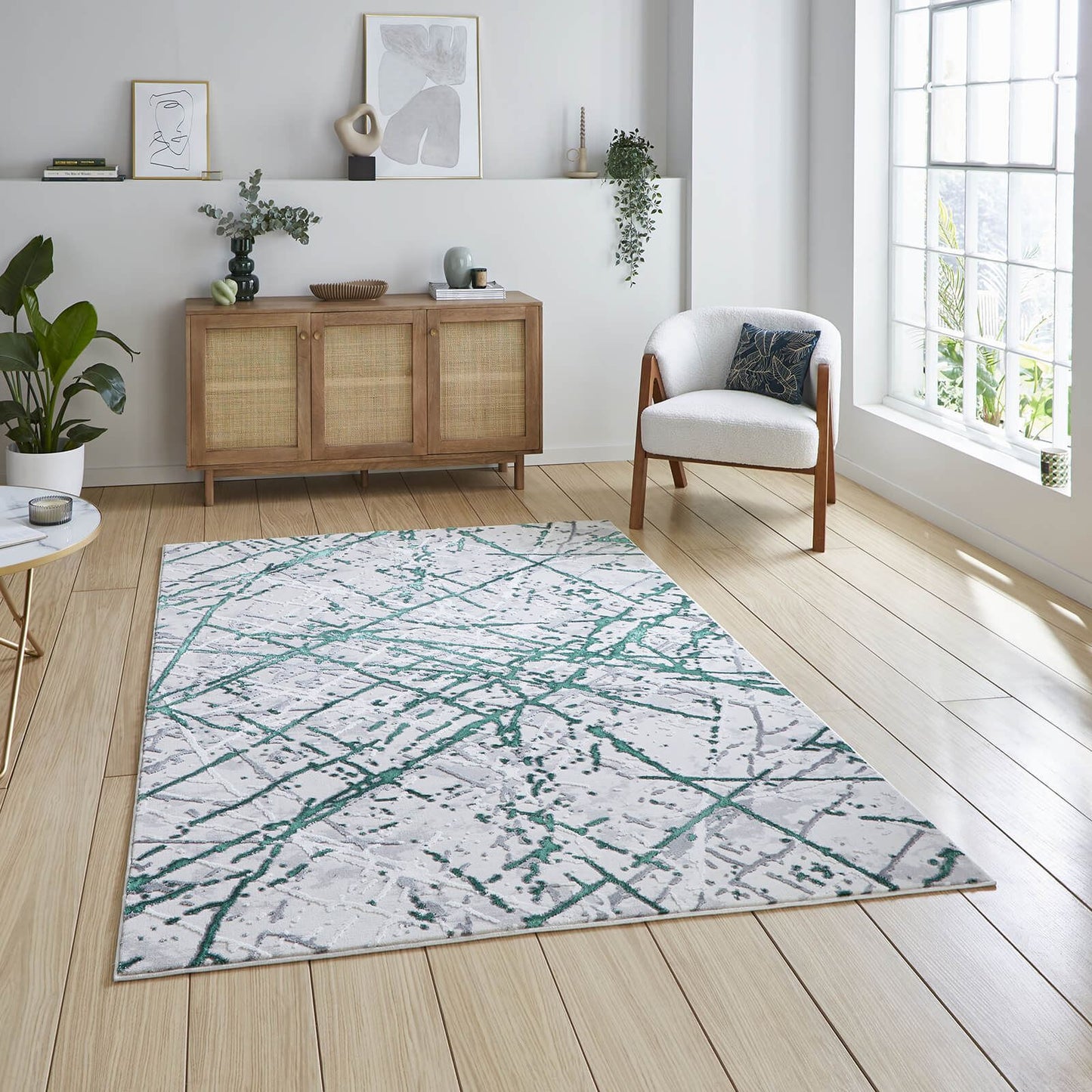 Artemis B8403A Green / Silver Modern Rug