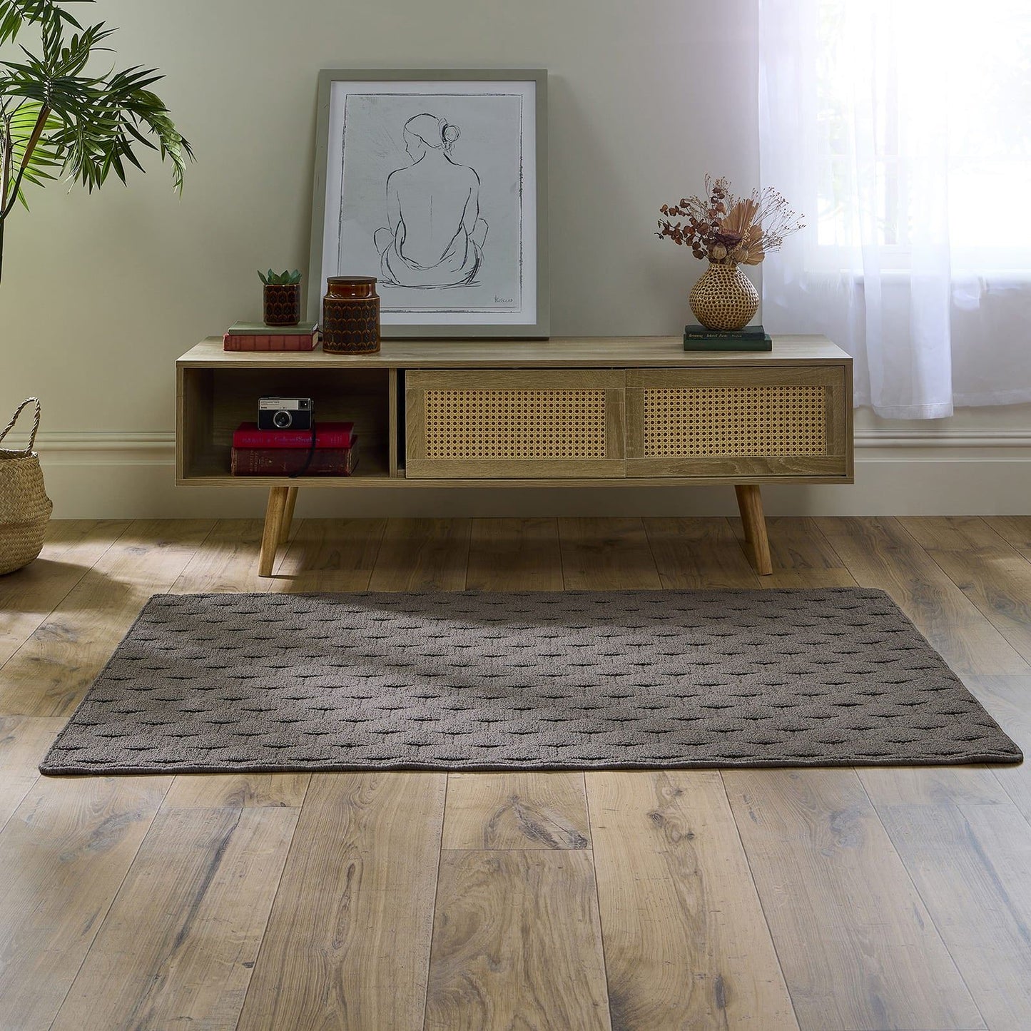 My Mat Sculptured Washable Basketweave Mink Rug