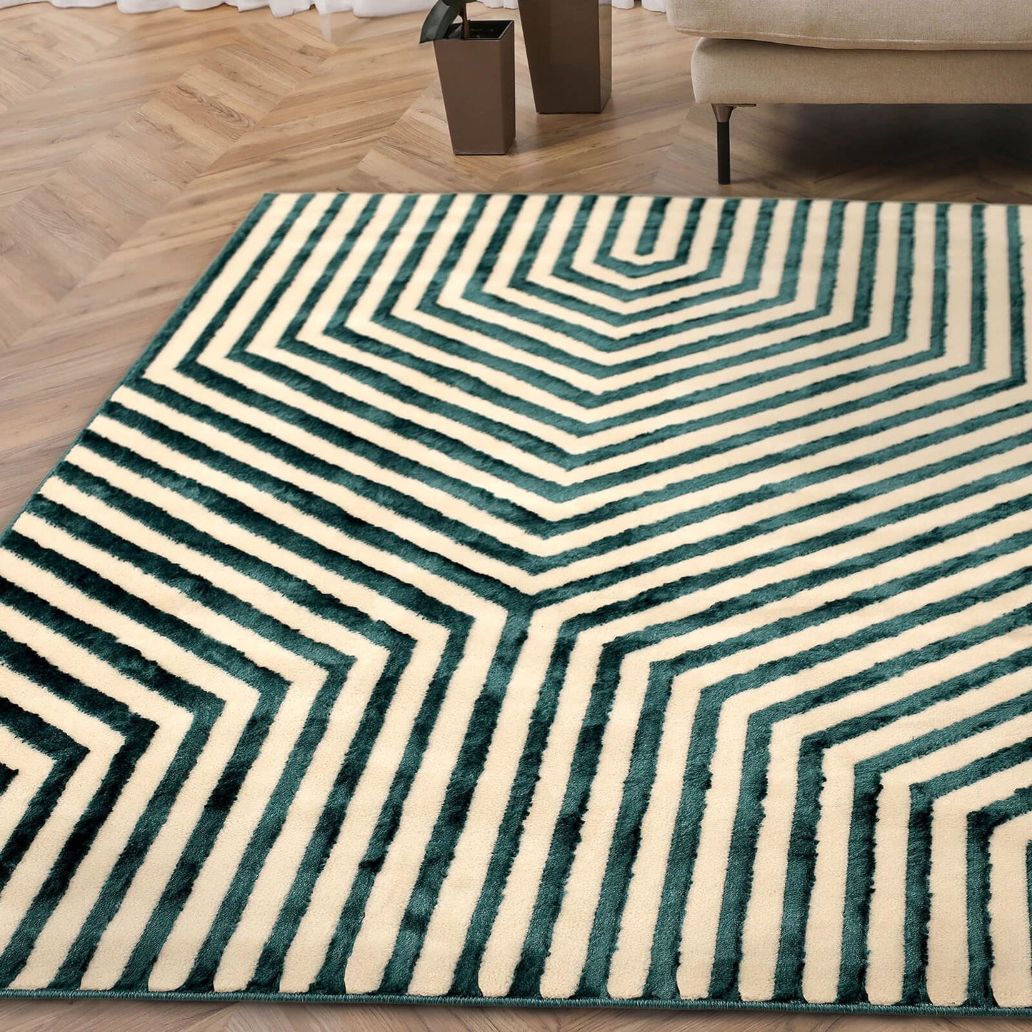 Zoe Illusion Blue Abstract Rug