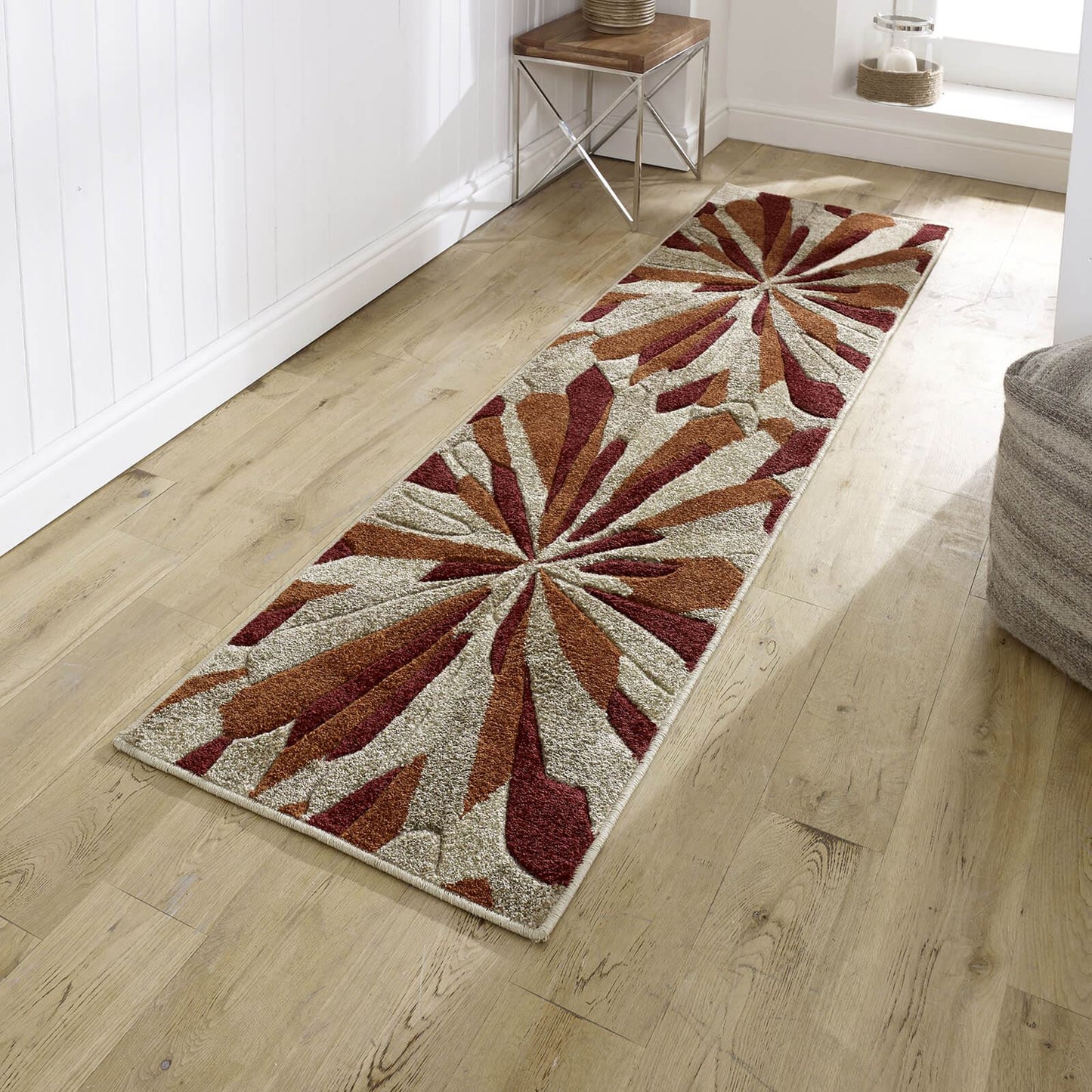 Portland 3337 E Abstract Red Rug - 060 X 230cm Hall Runner