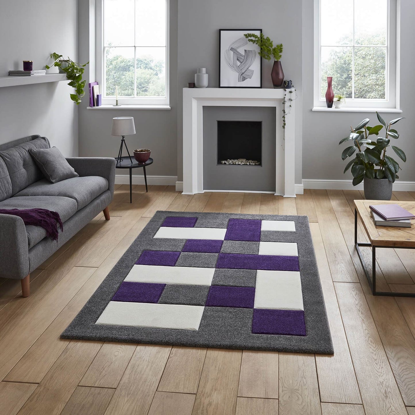 Brooklyn BRK04 (24368) Grey/Purple Modern Rug