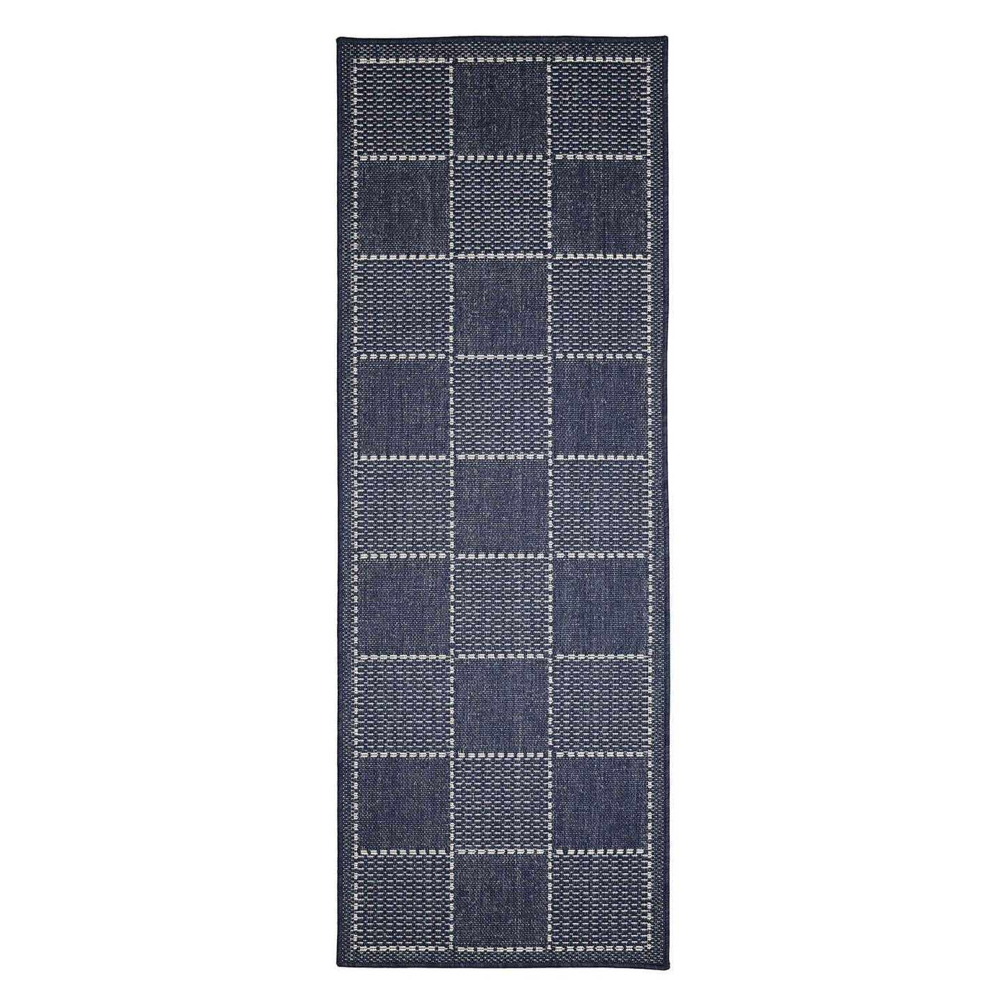 Flatweave Gel Check Navy Rug