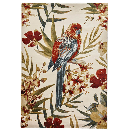 Modern Tropics 6093 Floral Pattern Cream Multi Wool 160 X 220Cm Rug