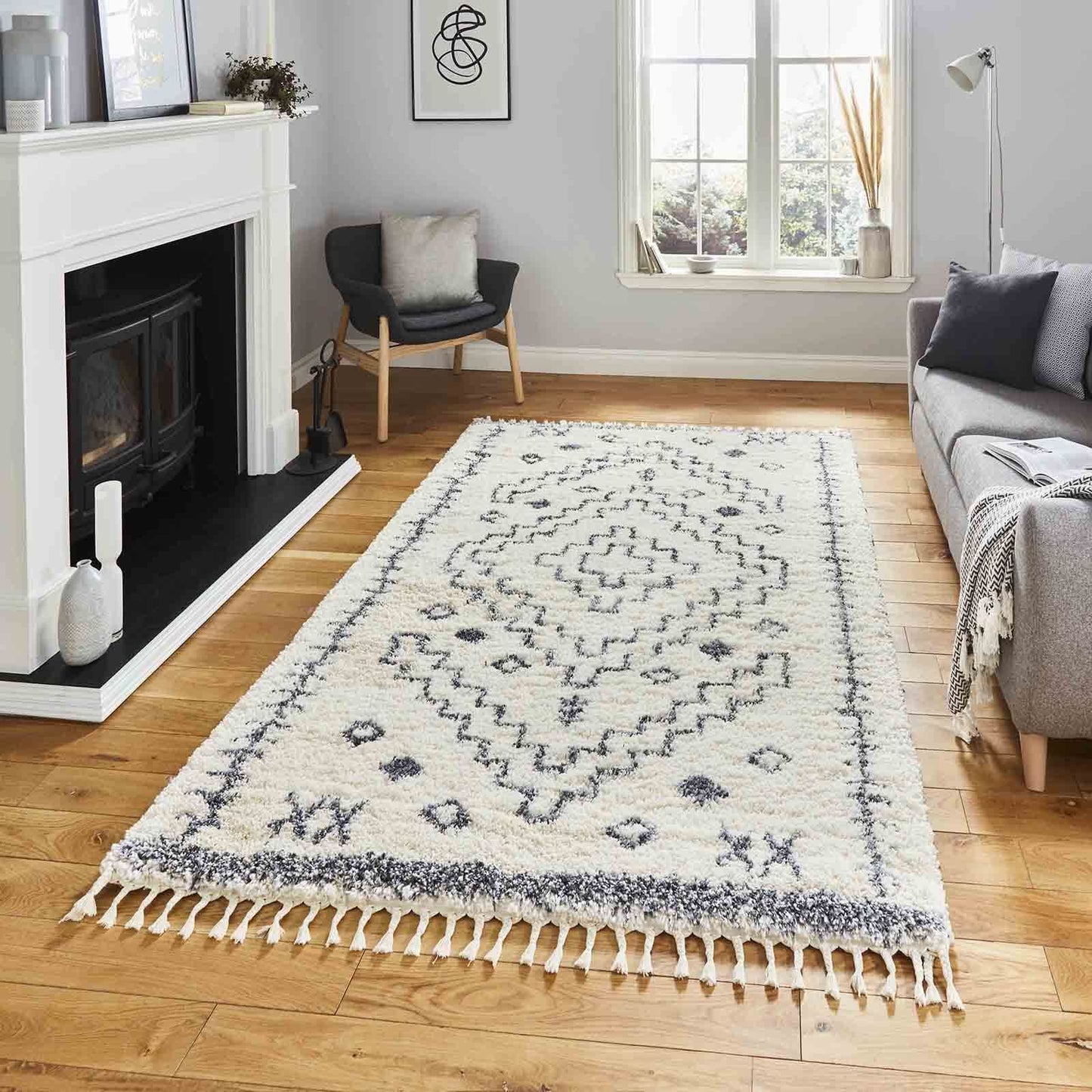 Aspen 1537 Ivory/Grey Shaggy Rug