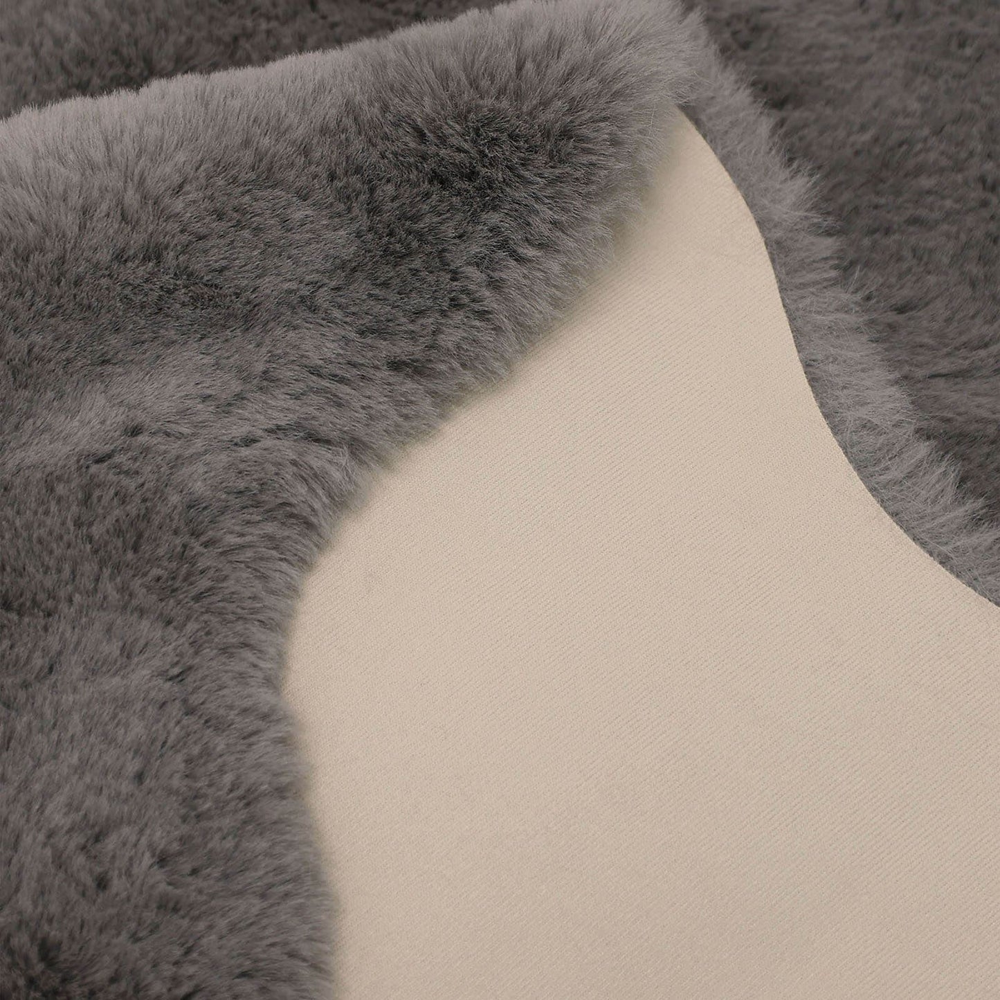 Luxury Faux Fur Grey Plain Rug